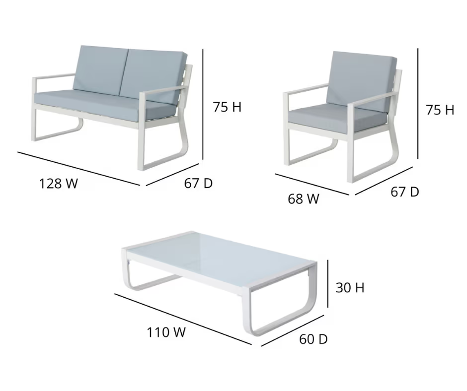 Luxury Outdoor Lounge Set for 4 – White Aluminum