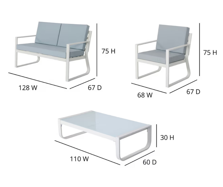 Luxury Outdoor Lounge Set for 4 – White Aluminum
