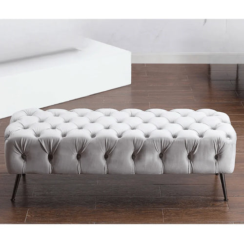 Stella Ottoman Velvet Silver - DLB Furniture