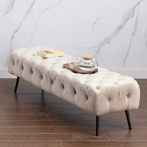 Stella Ottoman Velvet Cream - DLB Furniture