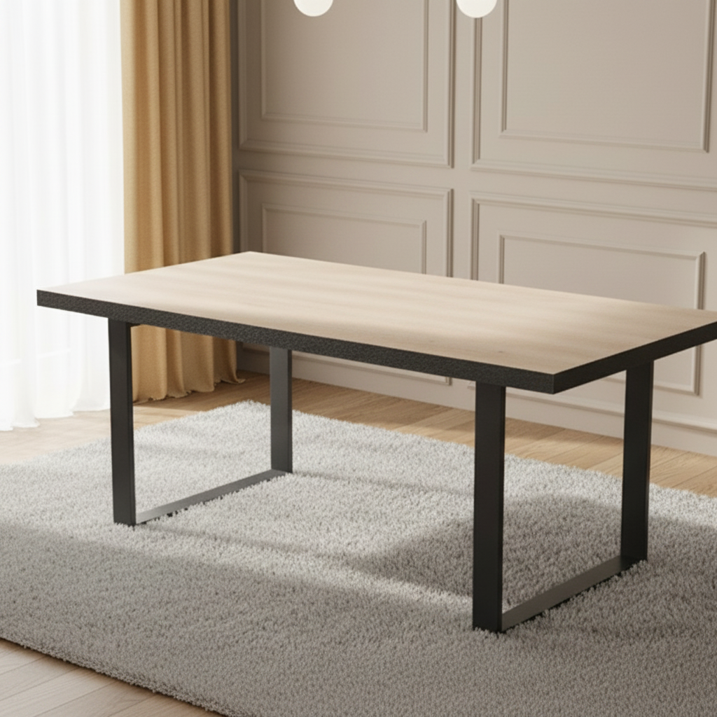 Sierra 1800 Modern Dining Table – Natural Oak & Black