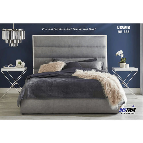 Lewis Fabric Queen Bed Frame - DLB Furniture