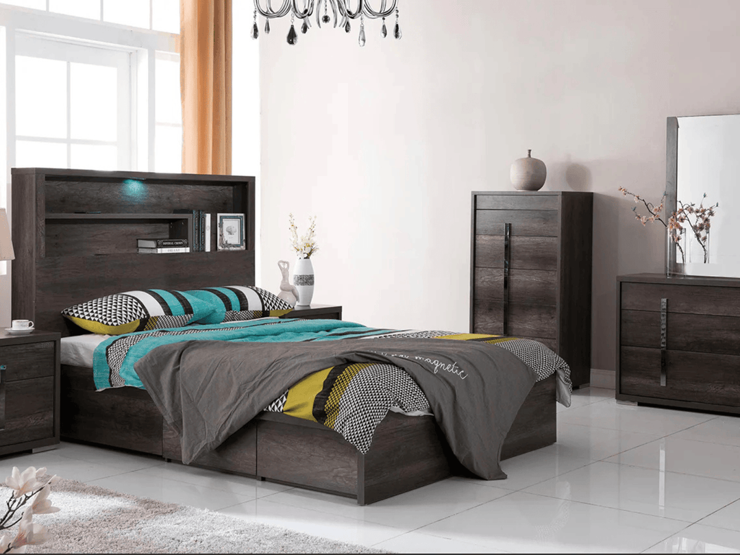 Library Charcoal Queen Storage Bed - DLB Furniture