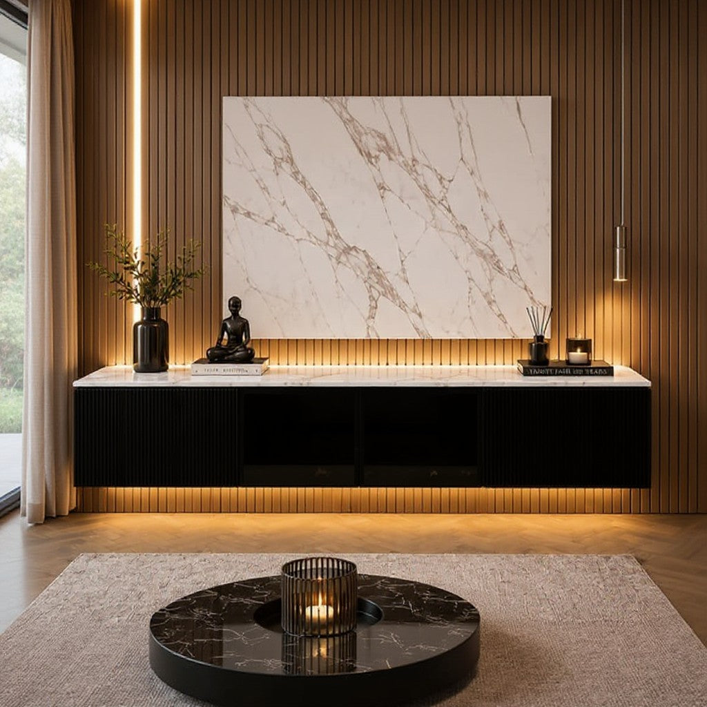 Marbella Luxe 2m Wall-Mounted TV Cabinet Black