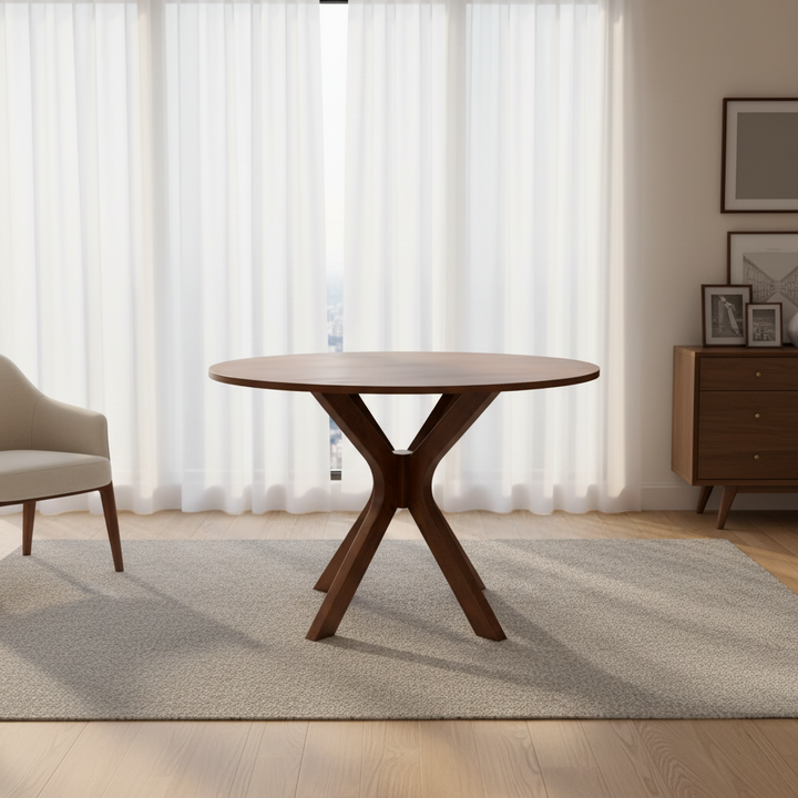 Harlow Walnut Round Dining Table