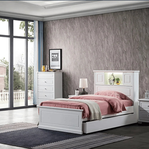 Vinci Ivory White King Single Bed Frame - DLB Furniture