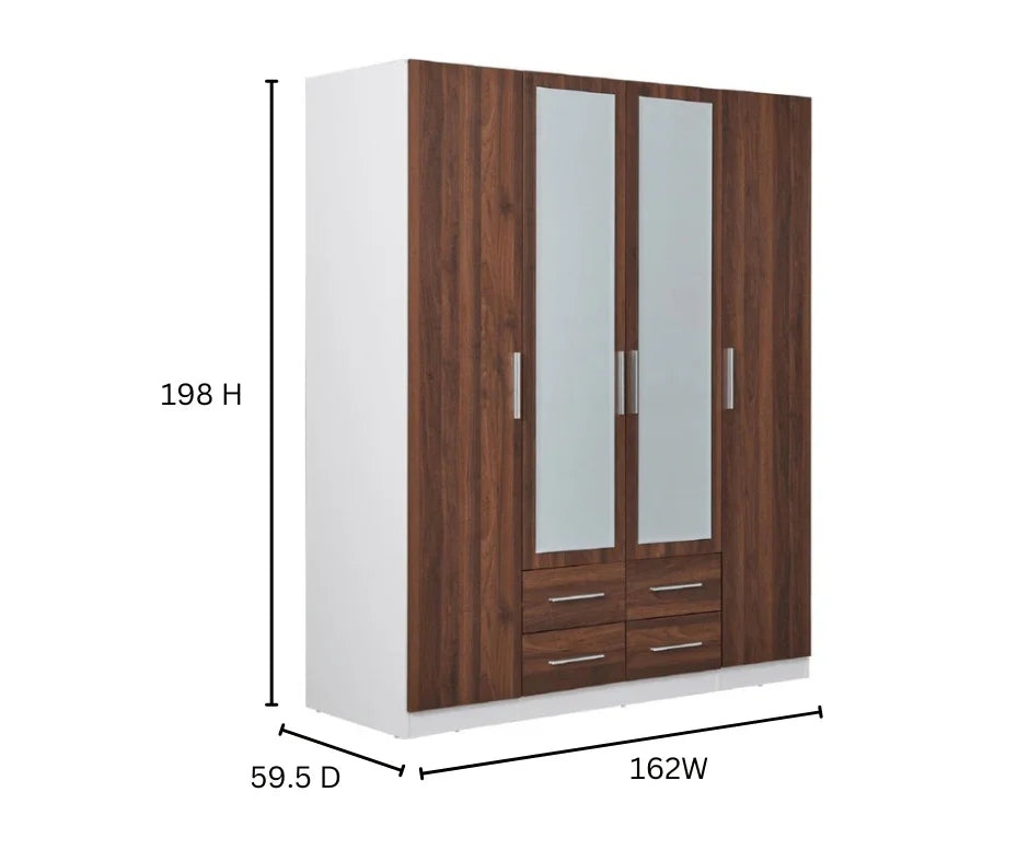 Beli 2 Tone 4 Door Wardrobe - DLB Furniture