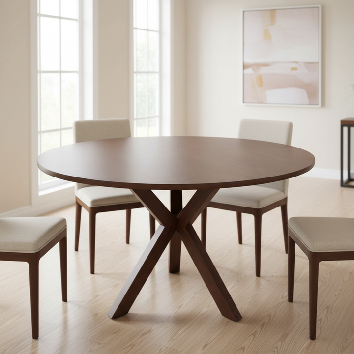 Harlow Walnut Round Dining Table