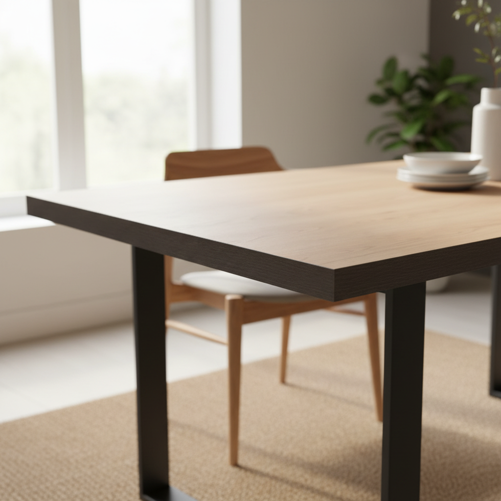 Sierra 1800 Modern Dining Table – Natural Oak & Black