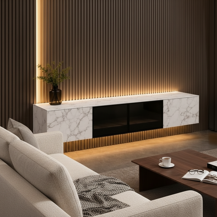 Marbella Luxe 2m Wall-Mounted TV Cabinet White