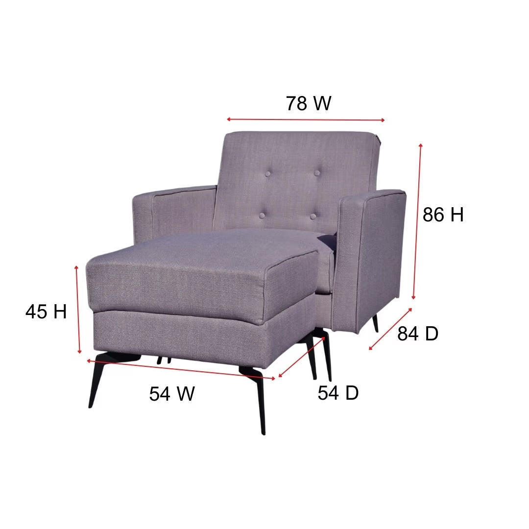 Aero Light Purple Convertible Chair Bed with Ottoman