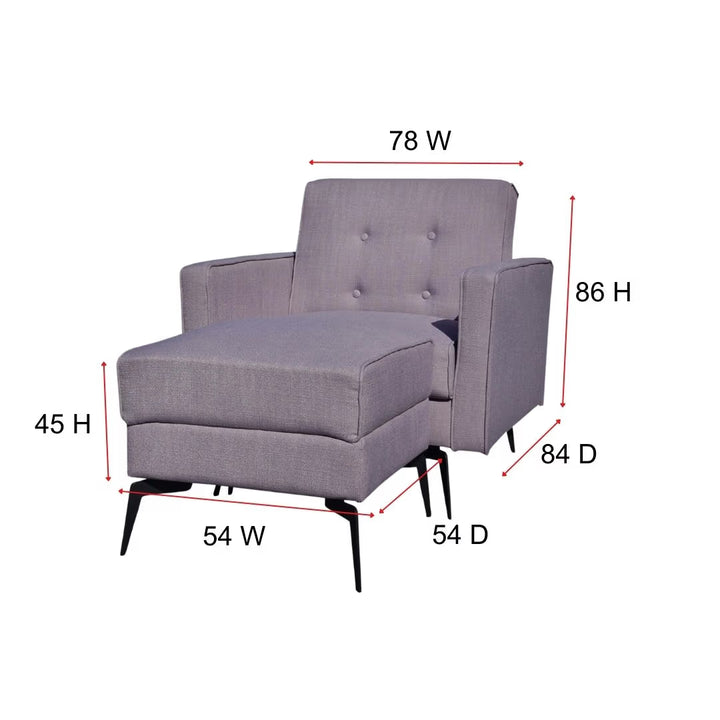 Aero Light Purple Convertible Chair Bed with Ottoman