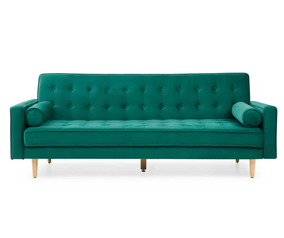 Velvet Green Sofia Sofa Bed 3 Seater - DLB Furniture