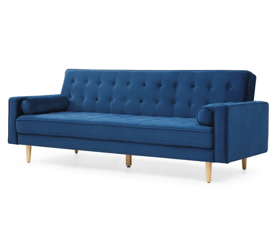 Velvet Blue Sofia Sofa Bed 3 Seater - DLB Furniture