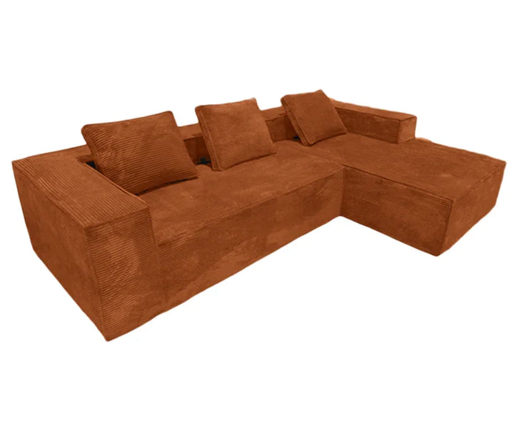 Akemi L Shape Sofa - Burnt Orange