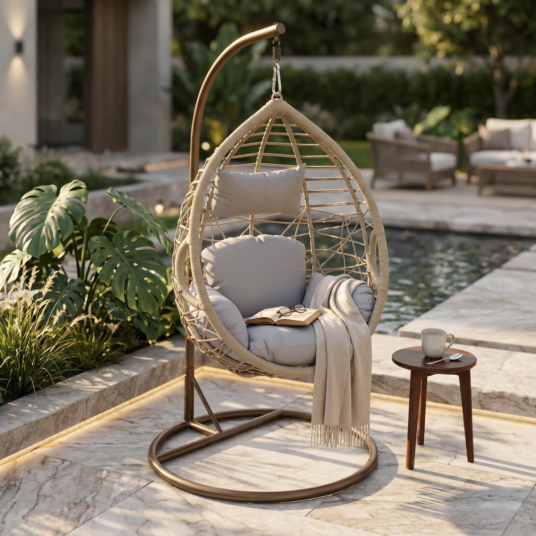 Santorini Hanging Egg Chair with Cushions