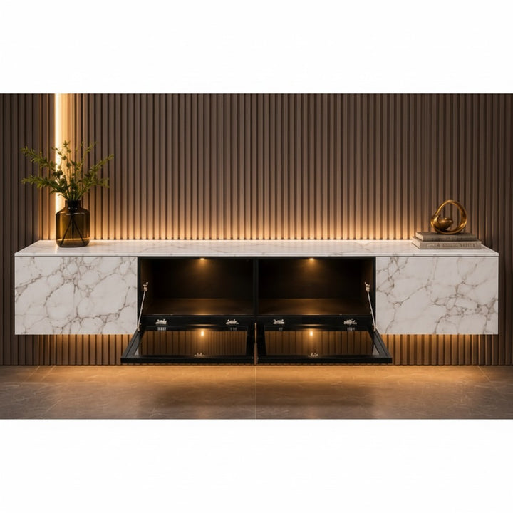 Marbella Luxe 2m Wall-Mounted TV Cabinet White
