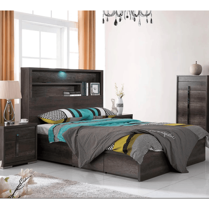Library Charcoal Queen Storage Bed - DLB Furniture