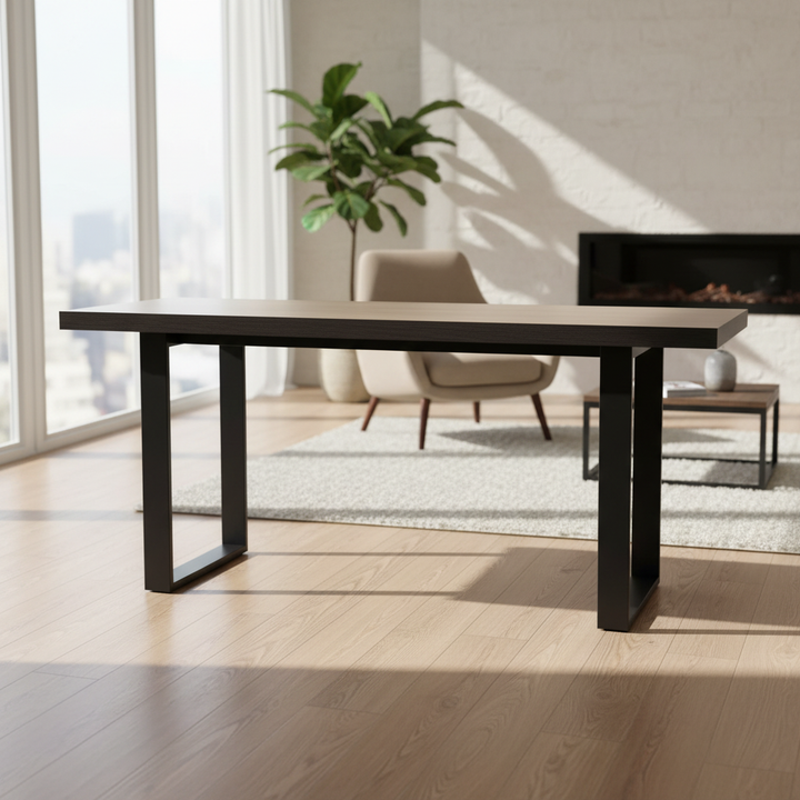 Sierra 1800 Modern Dining Table – Natural Oak & Black