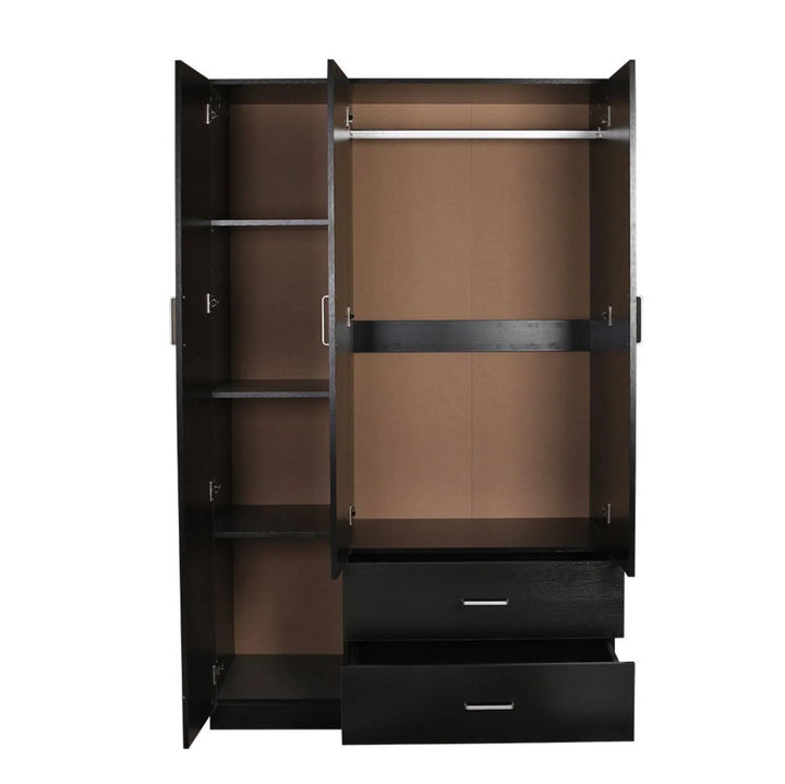 Beli 3 Doors 2 Drawers Mirror Black Wardrobe - DLB Furniture