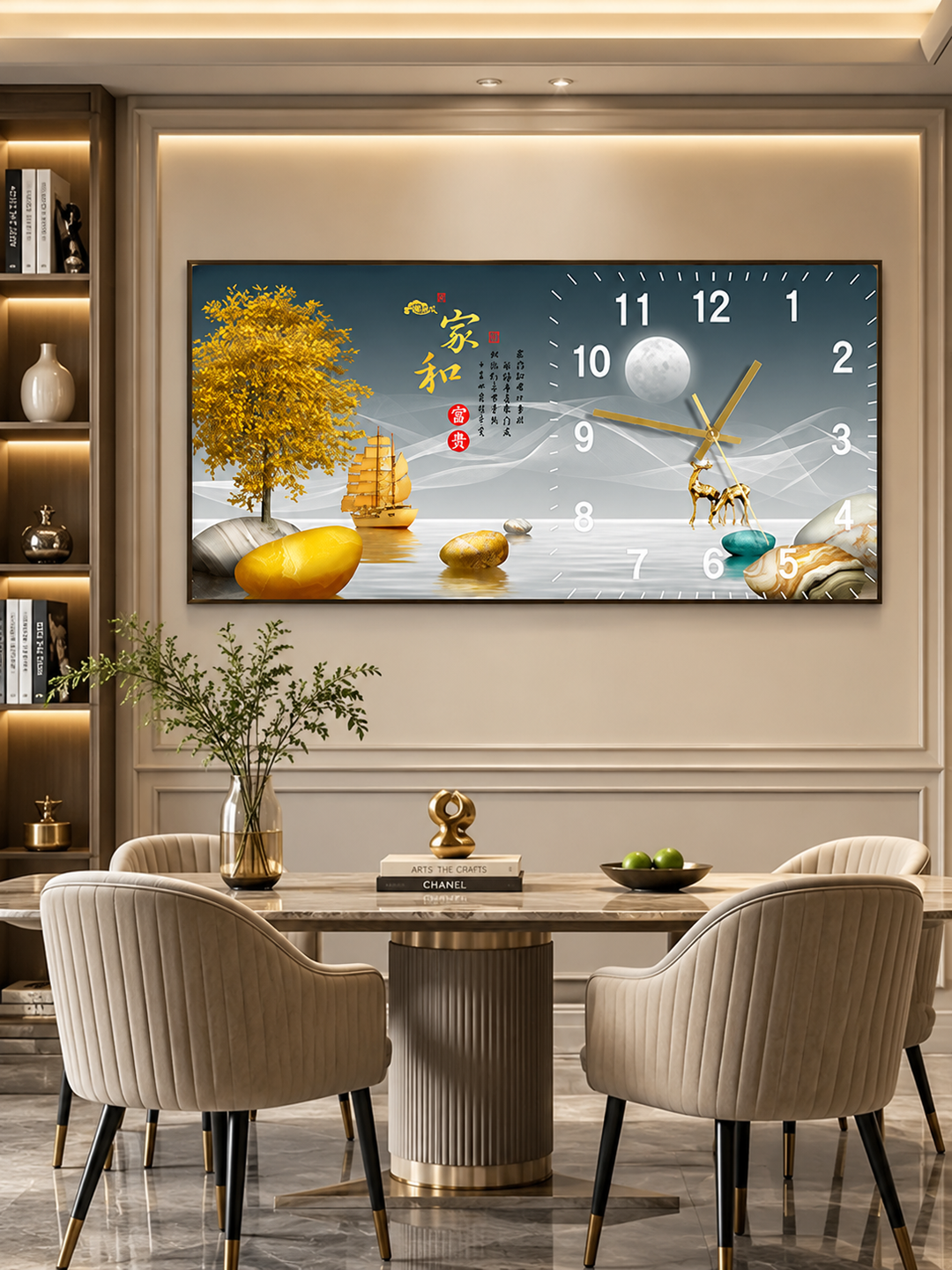 Elegant Crystal Porcelain Wall Art Clock – HM-006