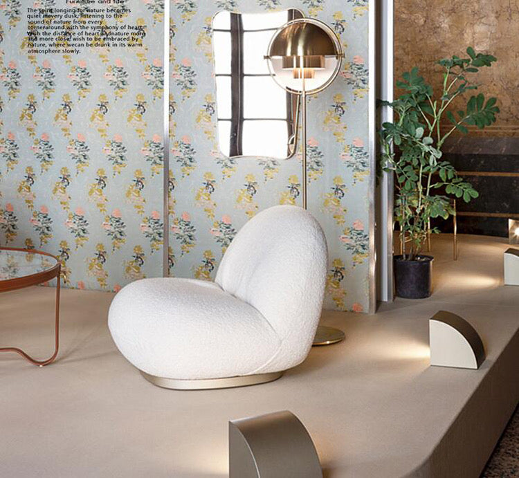Cloudé Bouclé Swivel Chair with Brushed Gold Base ( Custom Design Accepted)