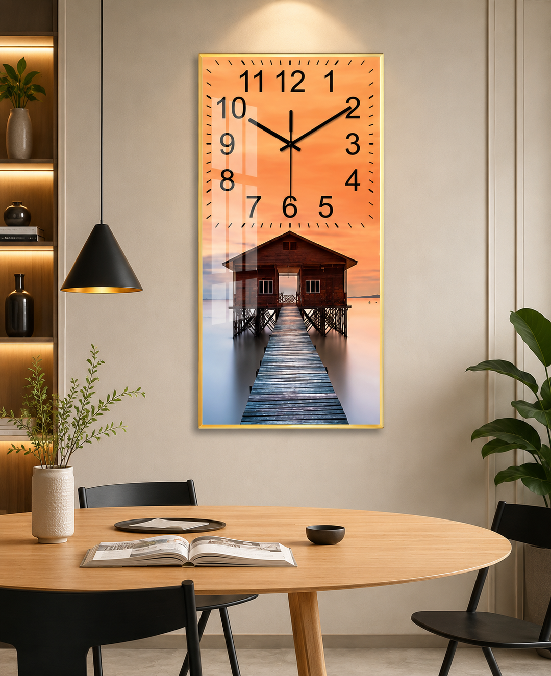 Sunset Pier Crystal Porcelain Wall Clock – HM-002