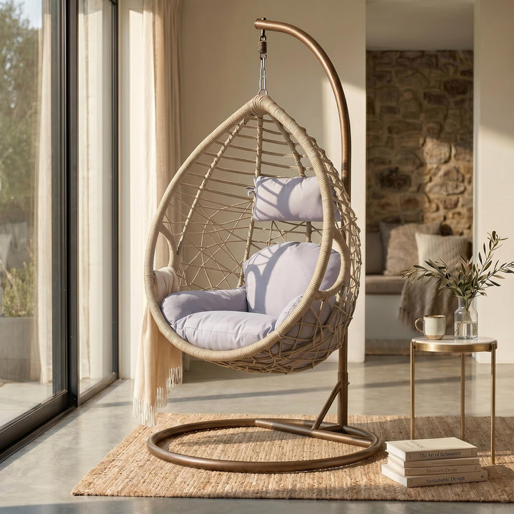 Santorini Hanging Egg Chair with Cushions