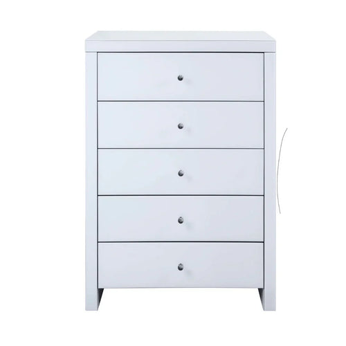 Monaco White Glass Tall Boy - DLB Furniture