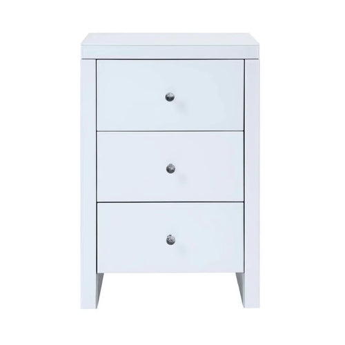 White Glass Bed Side - DLB Furniture