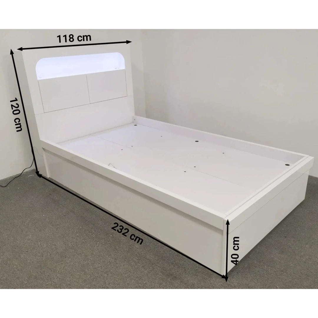 Minetto High Gloss White King single bed frame - DLB Furniture