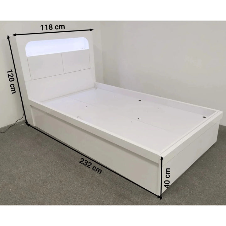 Minetto High Gloss White King single bed frame - DLB Furniture