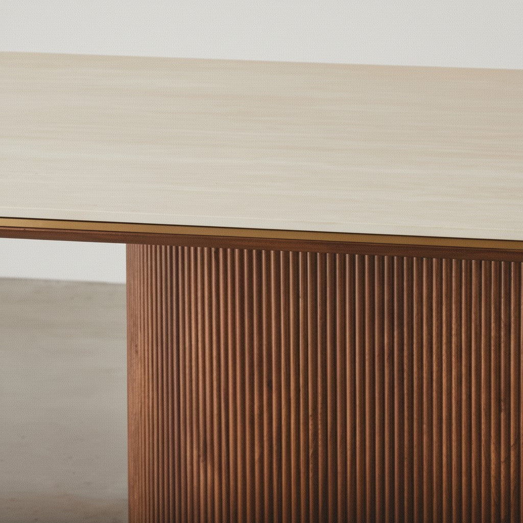 Arcadia Luxury dining table with base storage Brown