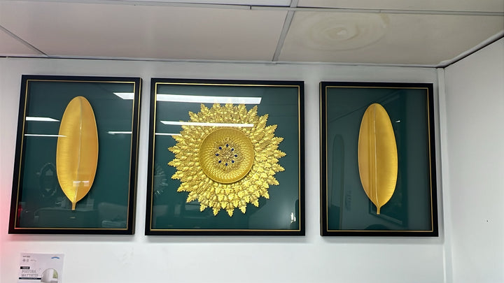 Golden Harmony 3-Piece 3D Wall Art Set