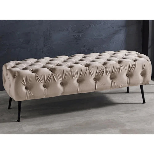 Stella Velvet Ottoman Cream - DLB Furniture