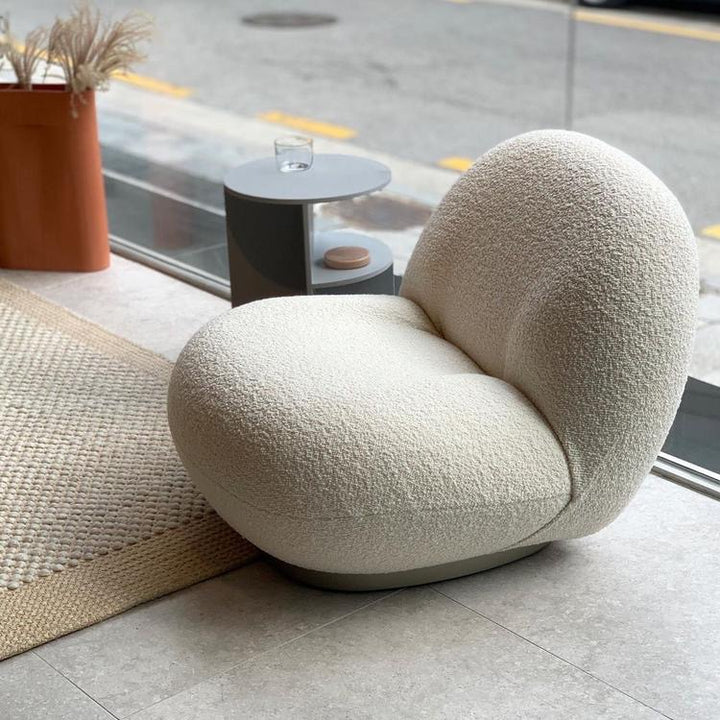 Cloudé Bouclé Swivel Chair with Brushed Gold Base ( Custom Design Accepted)