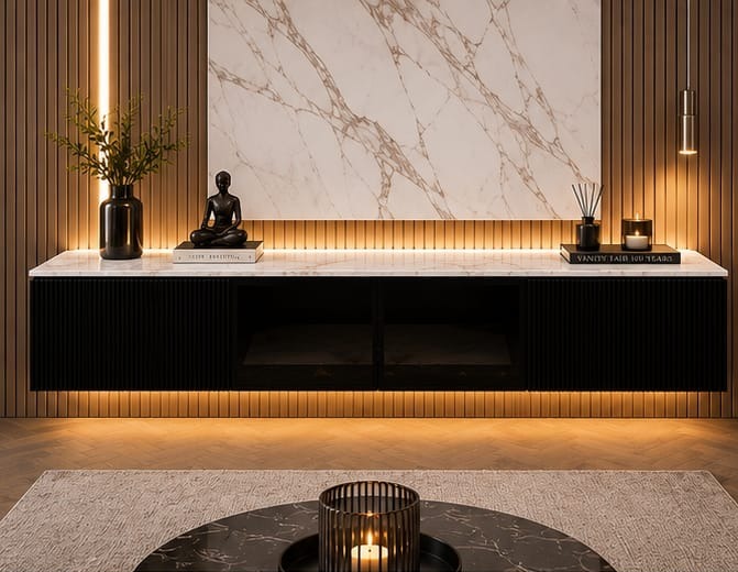 Marbella Luxe 2m Wall-Mounted TV Cabinet Black