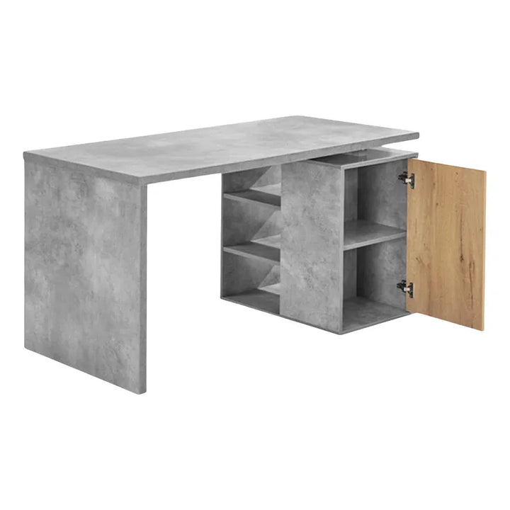Mason Dark Oak & Cement Study Desk with File Cabinet