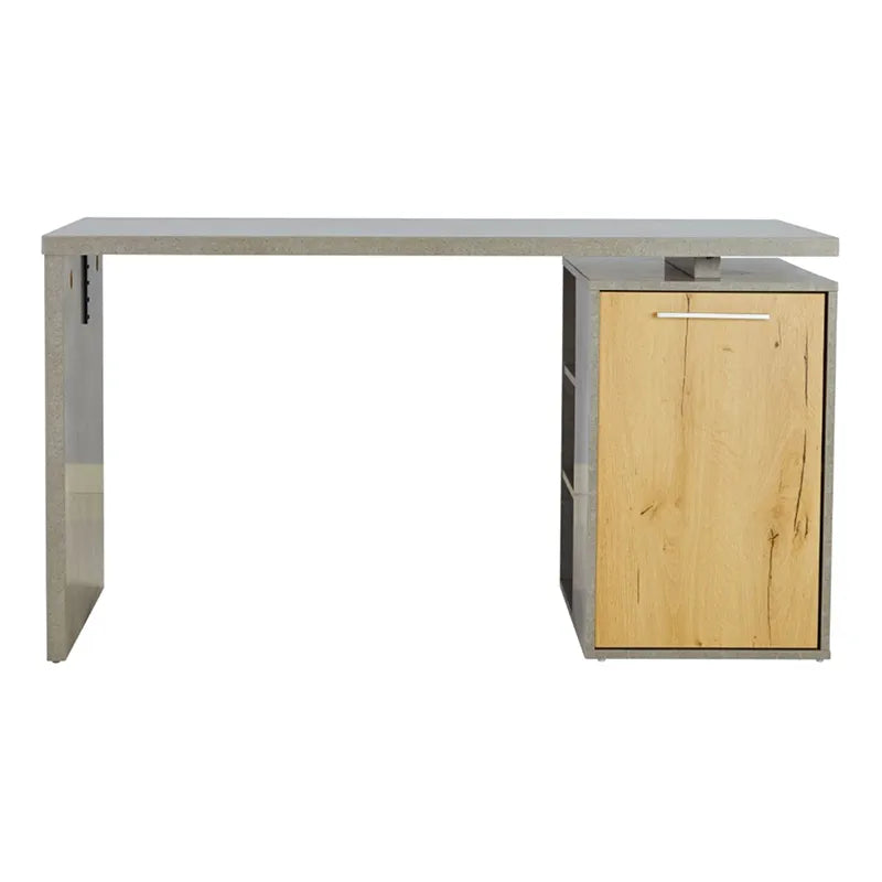 Mason Dark Oak & Cement Study Desk with File Cabinet