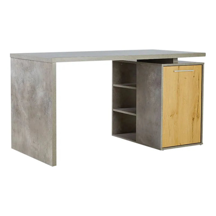 Mason Dark Oak & Cement Study Desk with File Cabinet