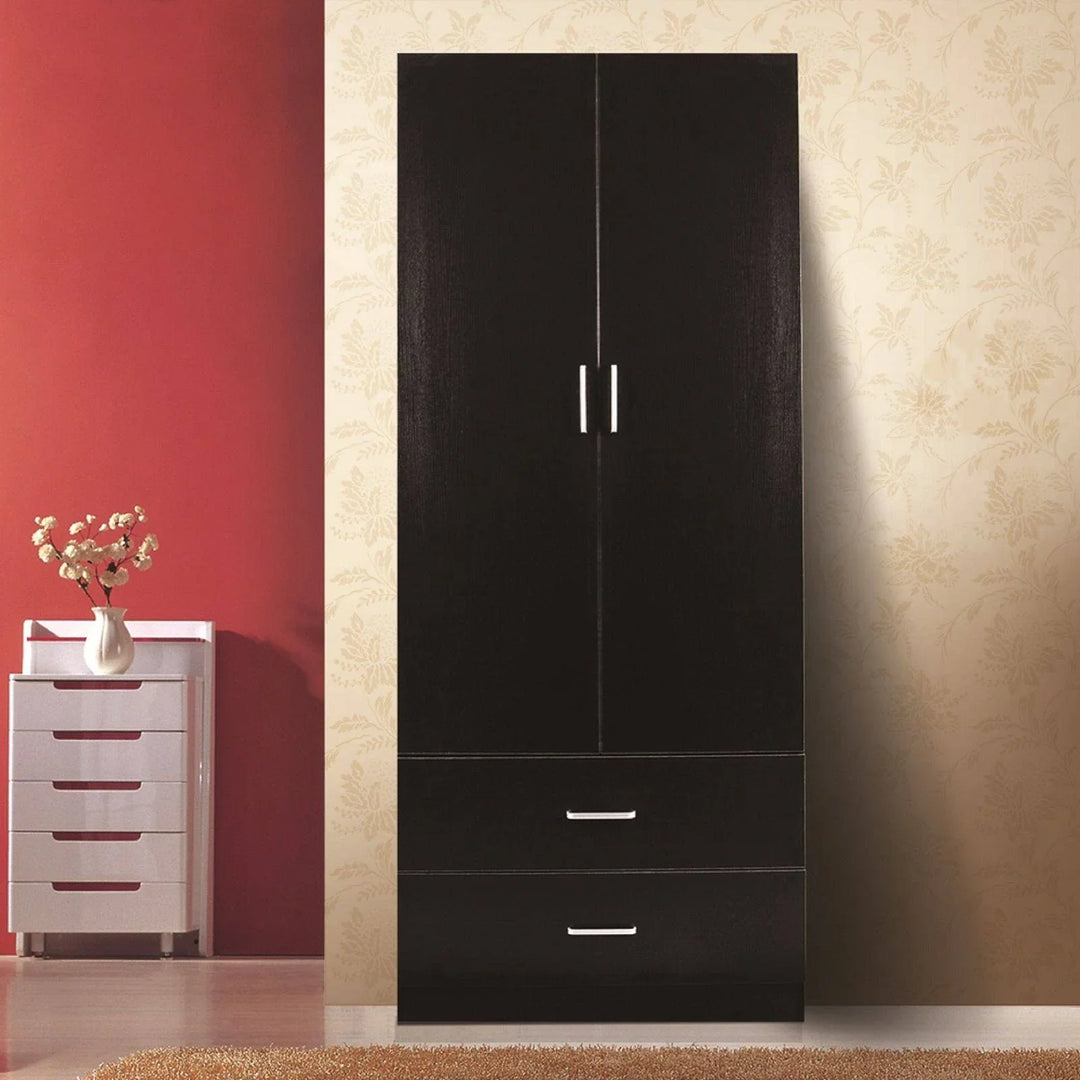 Beli 2 Doors 2 Drawers Black Wardrobe - DLB Furniture