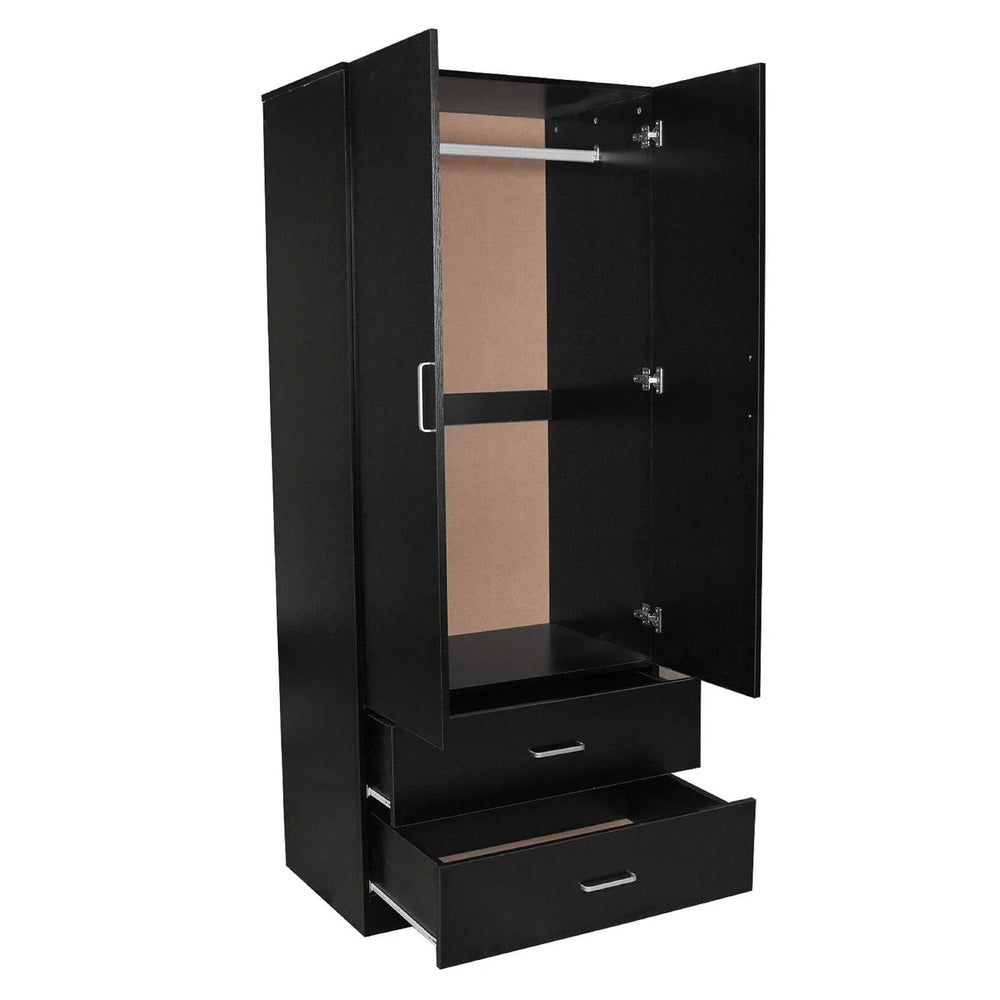 Beli 2 Doors 2 Drawers Black Wardrobe - DLB Furniture