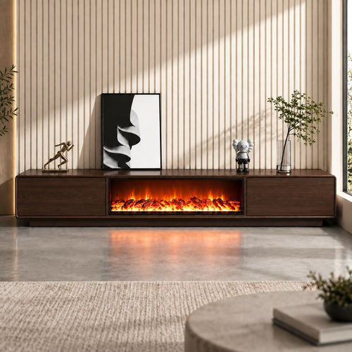 Ember Electric Fireplace TV Unit Walnut