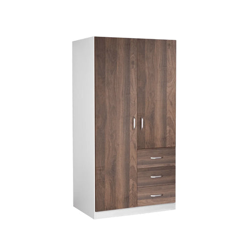 Buy Beli 2 Tone White & Walnut 2 door 3 drawer wardrobe - DLB Furniture
