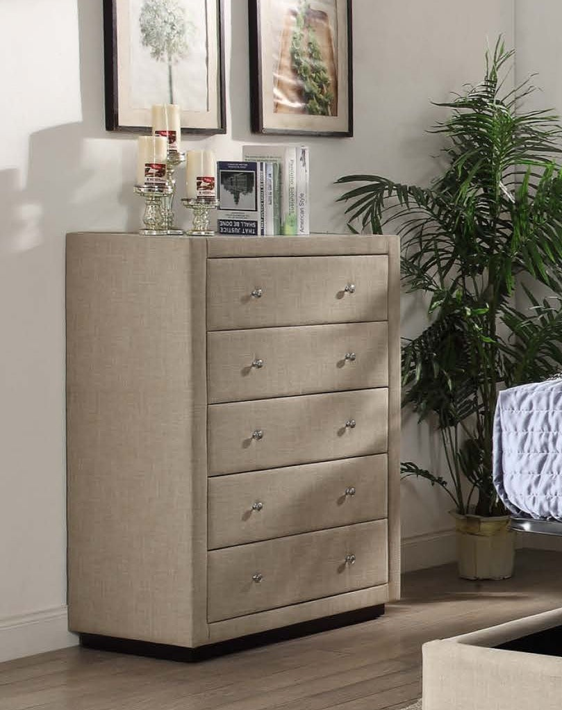 Adria Upholstered Tallboy Sand