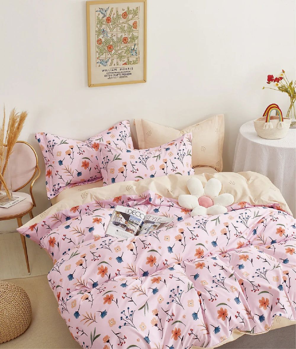 Botanist 5 Piece Bedding Set Microfiber 120 gsm-Pink - DLB Furniture