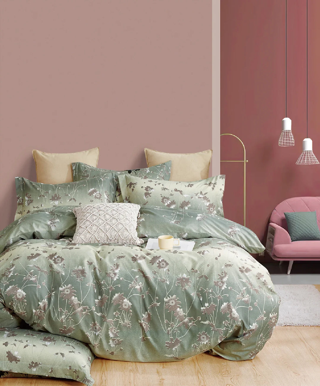 Botanist 5 Piece Bedding Set Microfiber 120 gsm- Snowy - DLB Furniture