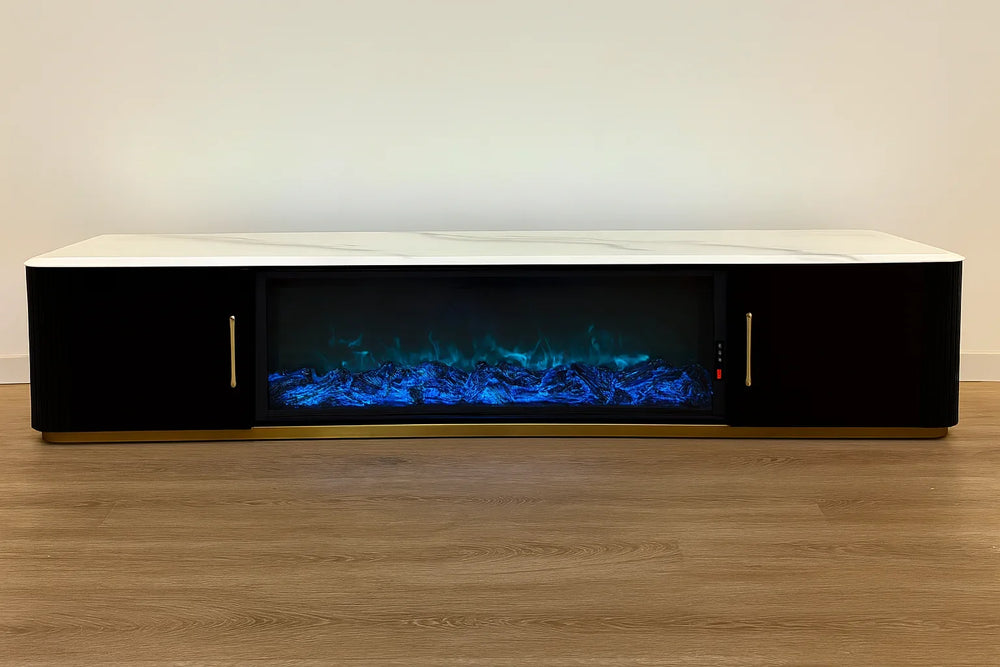 Arcadia Luxury LED Fireplace TV unit super crystalline stone - DLB Furniture