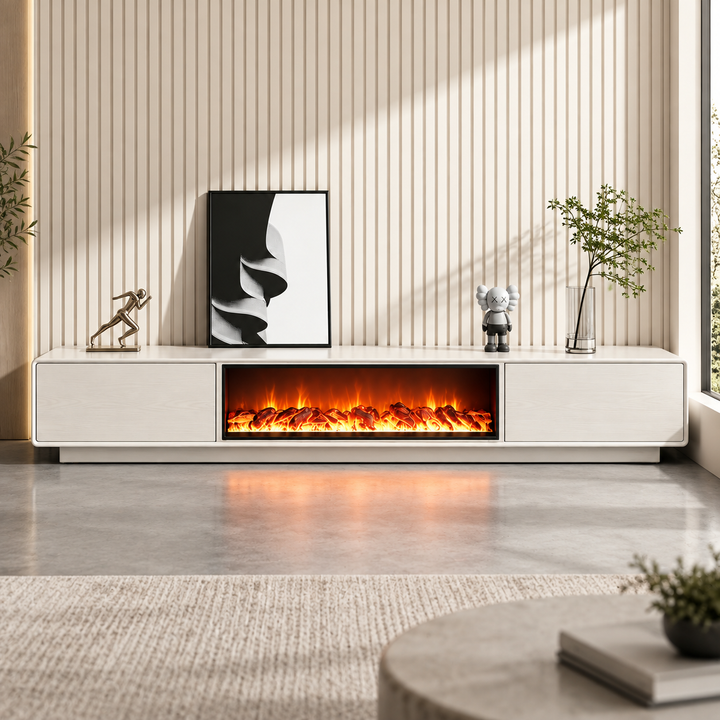 Ember Electric Fireplace TV Unit White