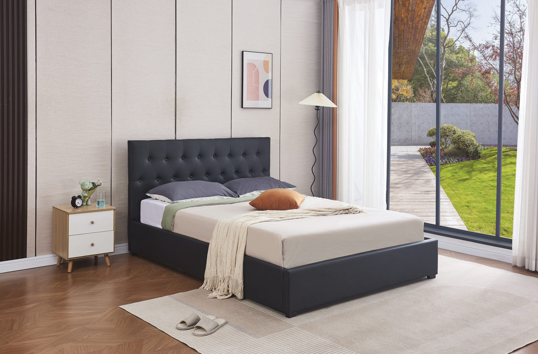 Fewa PU Leather Queen Gas Lift Storage Bed Frame
